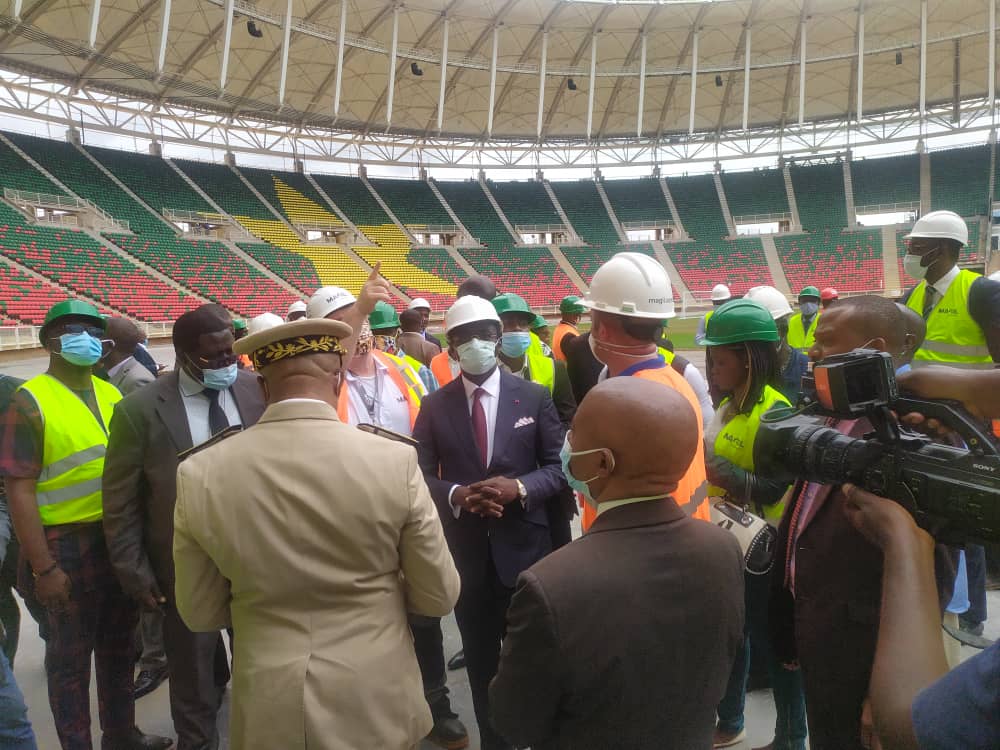 minister narcisse mouelle kombi inspects olembe stadium