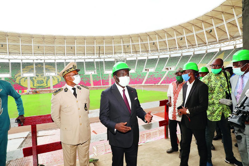 The 60,000 capacity Olembe stadium was visited by the minister of sports prof. Narcisse Mouelle kombi,