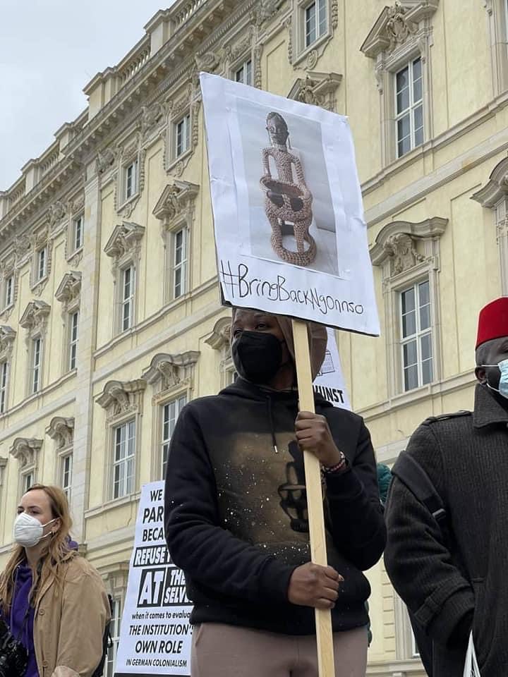 Nso People have taken the streets of Berlin Placards requesting the release of their Founder Ngonnso