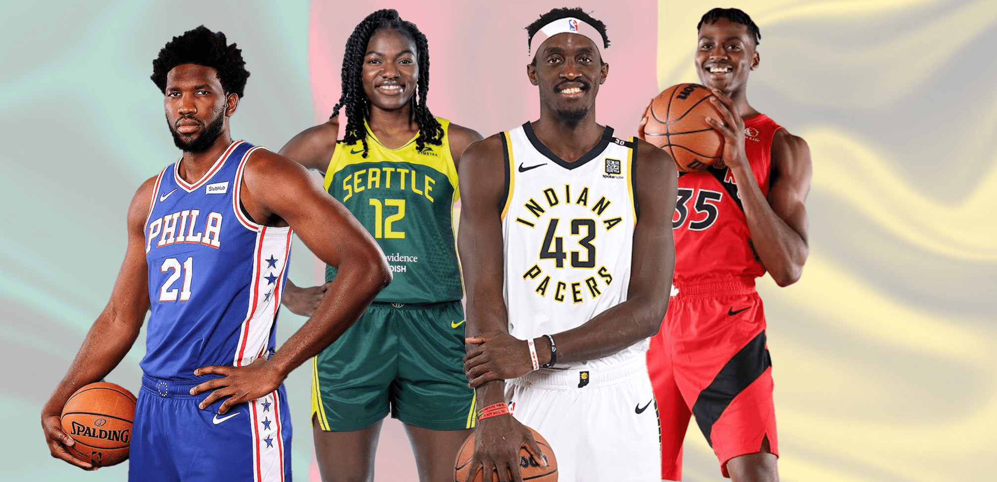 Cameroonians playing in the NBA From Left (Embiid, Fonkam, Siakam, Koloko)